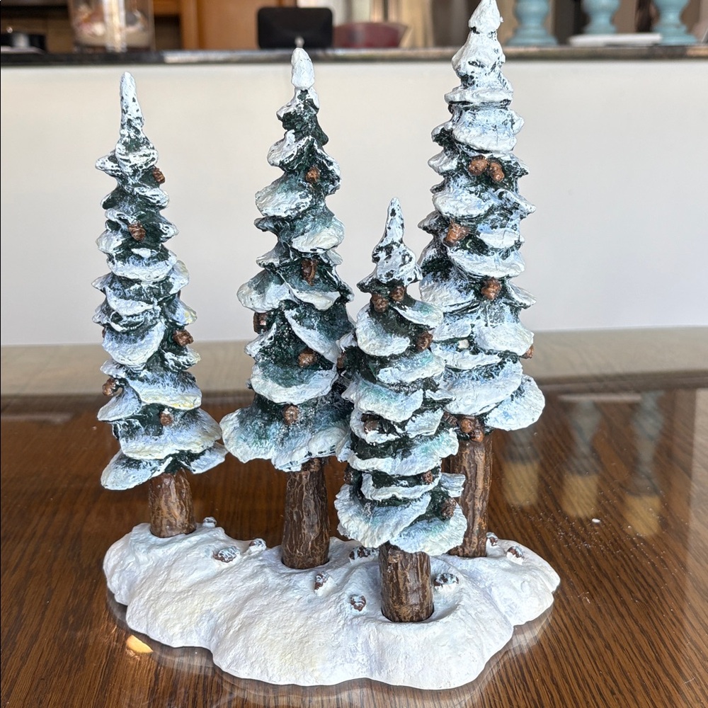 Department 56 Pole Pine Forest Set of 4 Trees Original Snow Village #5527-1